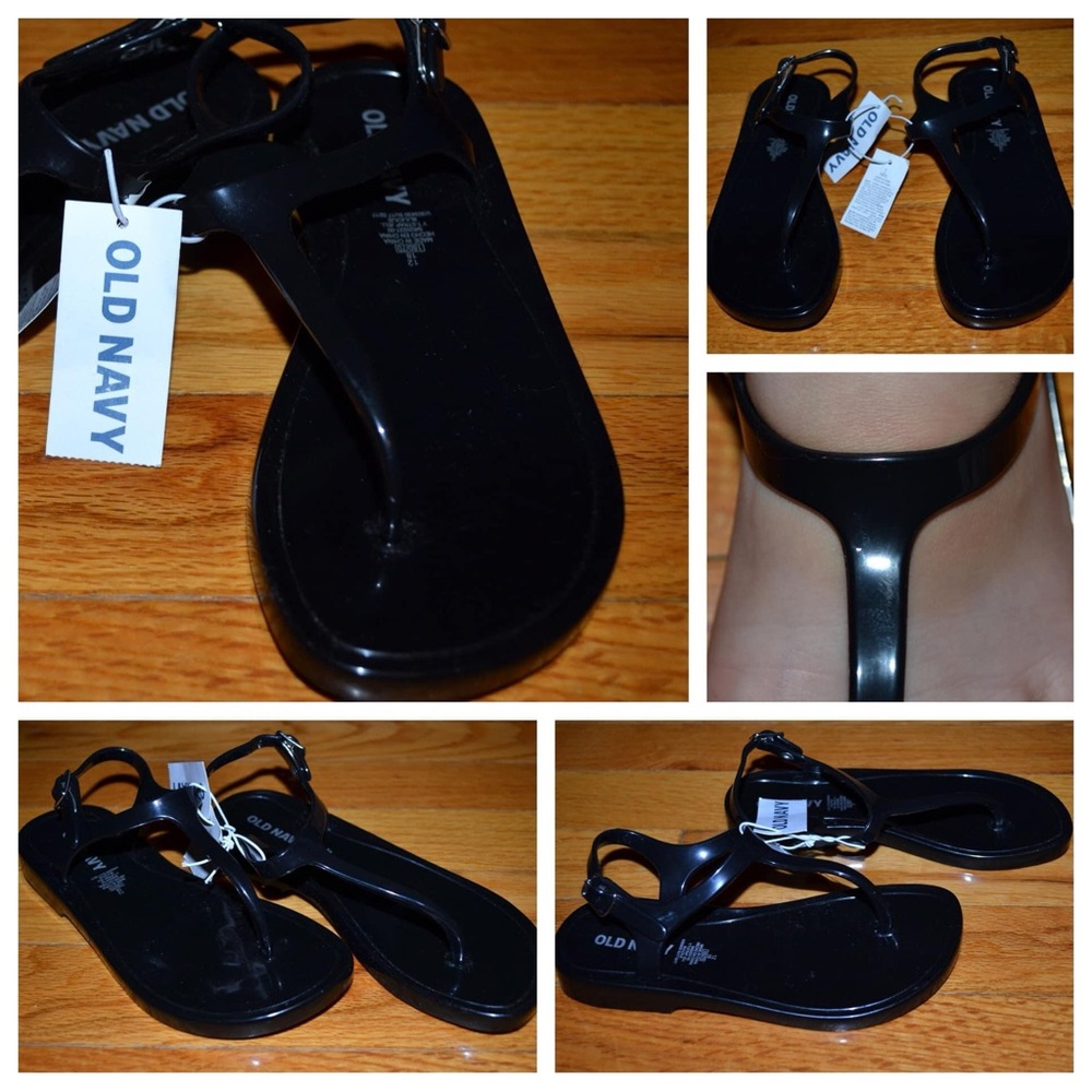 Youth girls Old Navy black jelly sandals, size 12 - NWT